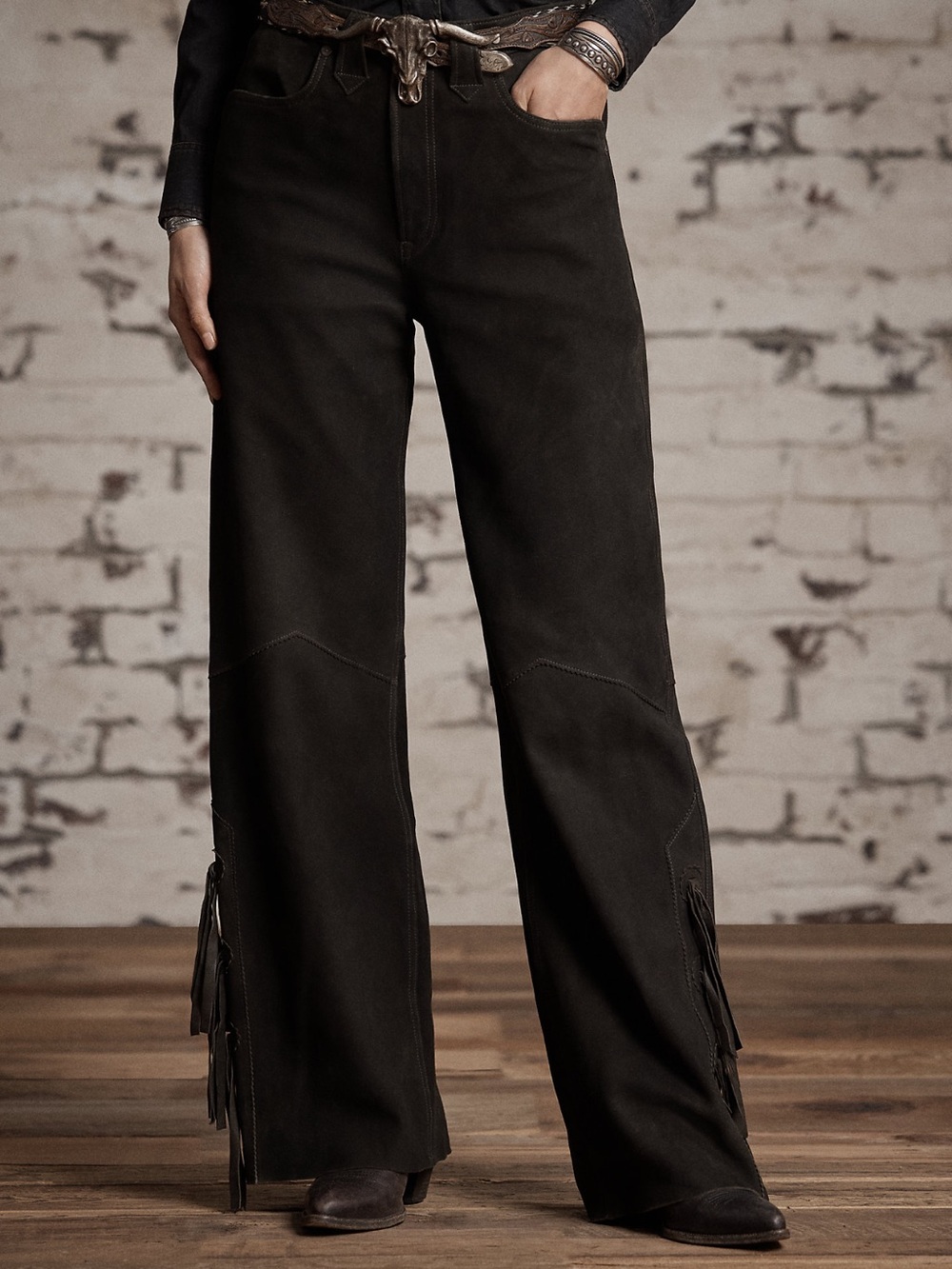 Ralph Lauren RRL | Fringe-Trim Suede Western fringe pants